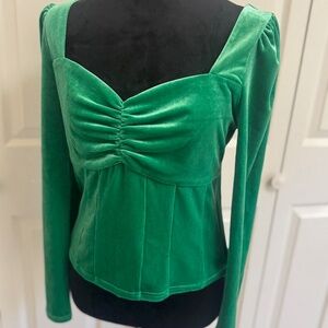 Long Sleeve New York & Co Green Side Zip Shirt